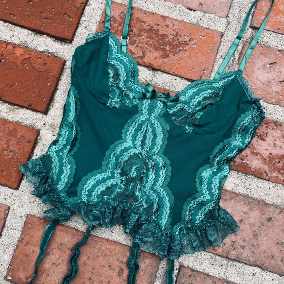 Elegant Teal Lace Chemise - Picture 2 of 8